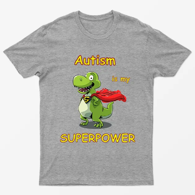 Sport Grey Autism Is My Superpower DinoSaur T-Shirt