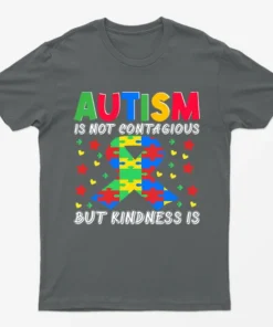 Charcoal Autism Is Not Contagious Graphic T-Shirt