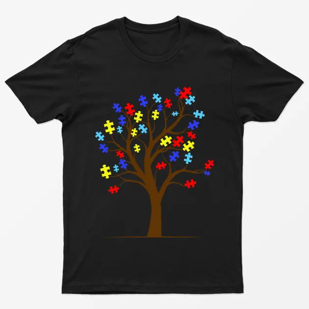 Black Autism Tree Awareness Graphic T-Shirt