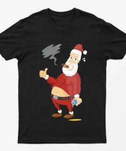 Black Bad Santa Claus Christmas T-Shirt