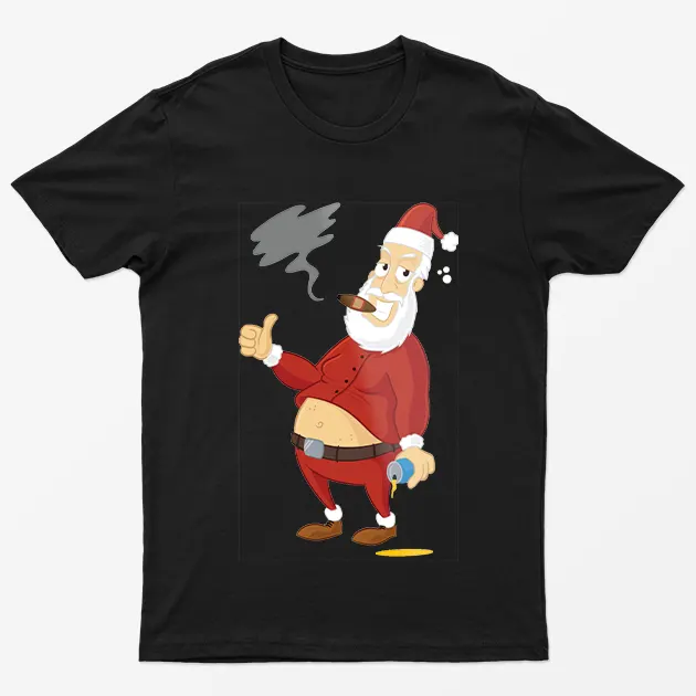 Black Bad Santa Claus Christmas T-Shirt