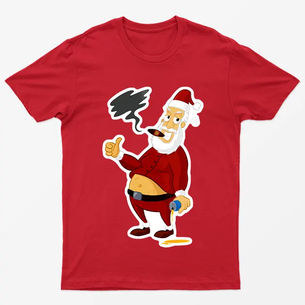 Red Bad Santa Claus T-Shirt