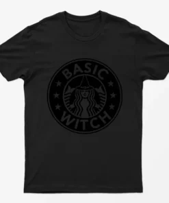 Black Basic Witch Star Bucks Halloween T-Shirt