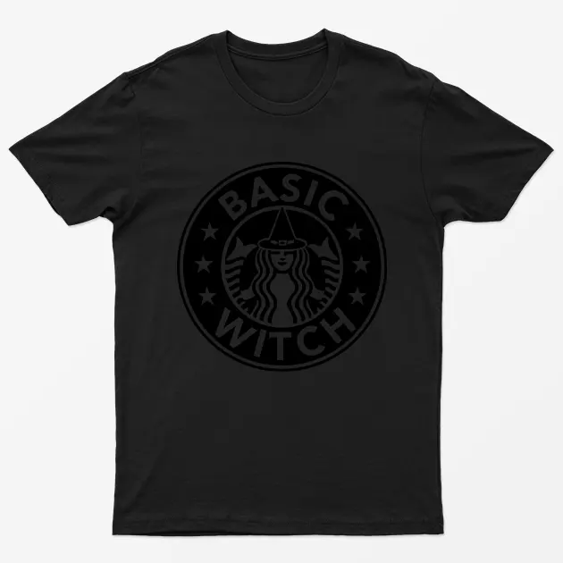 Black Basic Witch Star Bucks Halloween T-Shirt