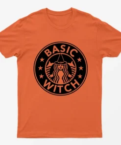 Orange Basic Witch Star Bucks Halloween T-Shirt