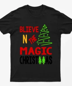 Black Believe In The Magic Christmas T-Shirt