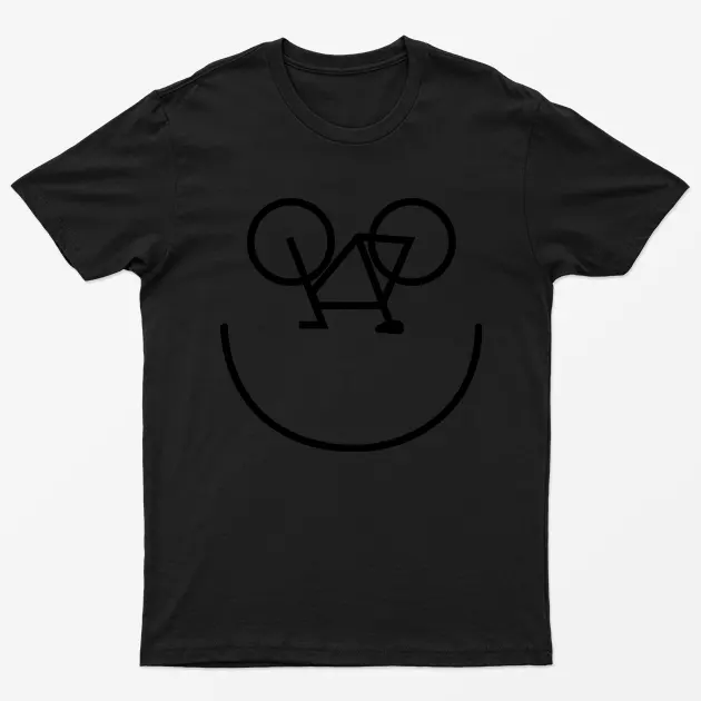 Black Bicycle Happy Smiling Face T-Shirt