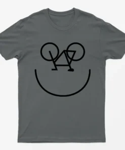 Charcoal Bicycle Happy Smiling Face T-Shirt