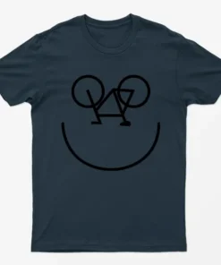 Navy Blue Bicycle Happy Smiling Face T-Shirt