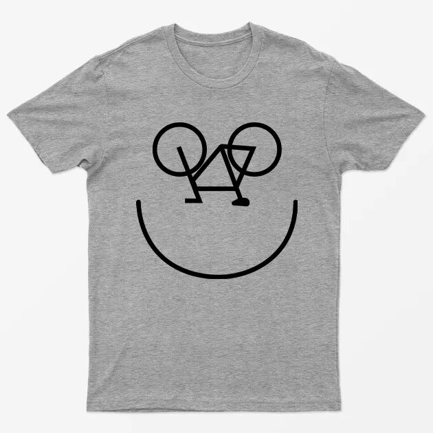 Sport Grey Bicycle Happy Smiling Face T-Shirt