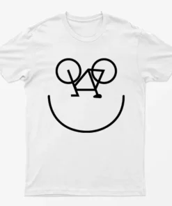 White Bicycle Happy Smiling Face T-Shirt