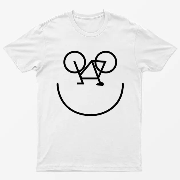 White Bicycle Happy Smiling Face T-Shirt