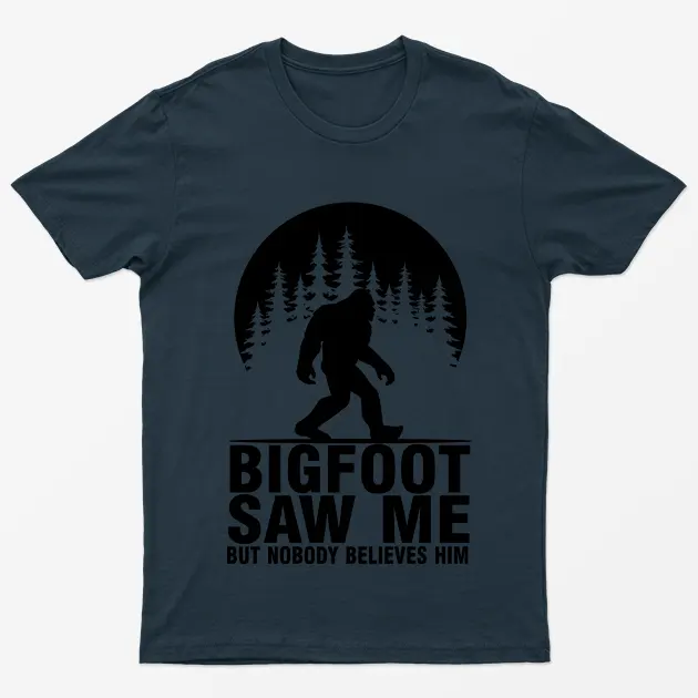 Navy Blue BigFoot Saw Me Graphic T-Shirt