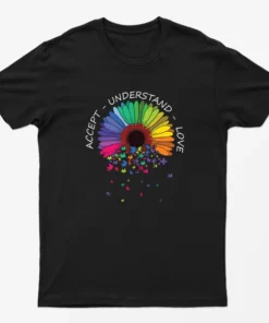 Black Accept Understand Autism Day Awareness T-Shirt