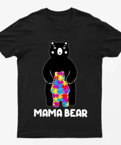 Black Autism Awareness Day Bear Graphic T-Shirt