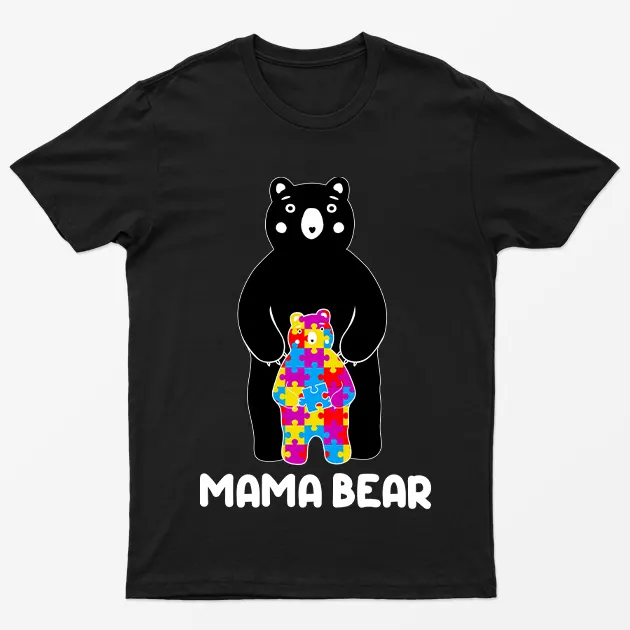 Black Autism Awareness Day Bear Graphic T-Shirt