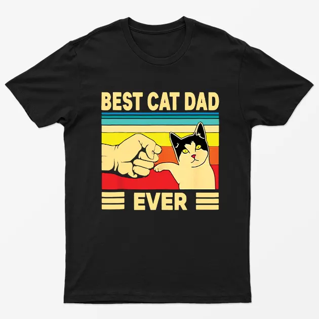 Black Best Cat Dad Ever T-Shirt