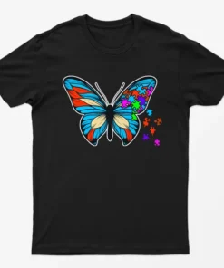 Black Butterfly Autism Awareness T-Shirt
