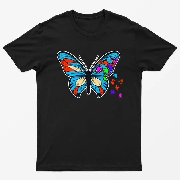 Black Butterfly Autism Awareness T-Shirt