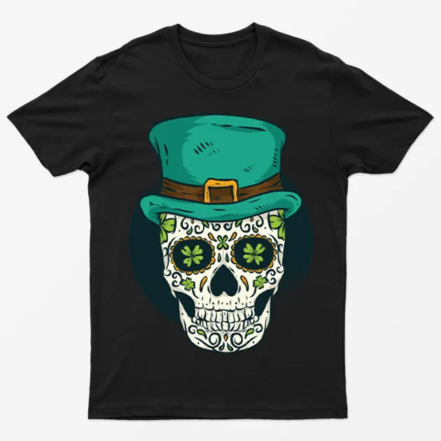 Black Human Skeleton St Patrick's Day T-Shirt
