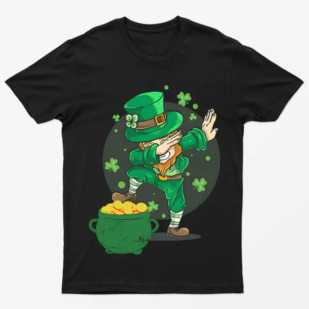 Black Leprechaun Gold Coins Men Graphic T-Shirt
