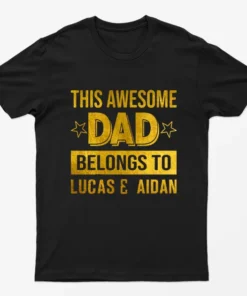 Black Personalised Awesome Dad Graphic T-Shirt