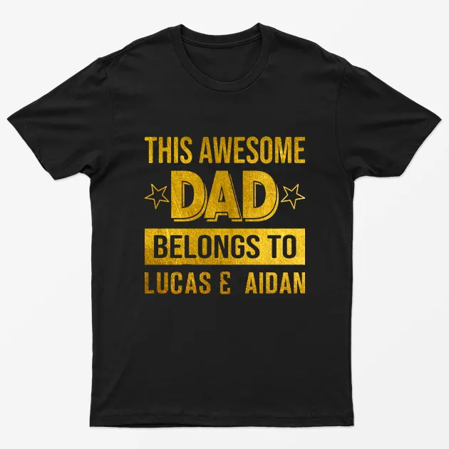 Black Personalised Awesome Dad Graphic T-Shirt