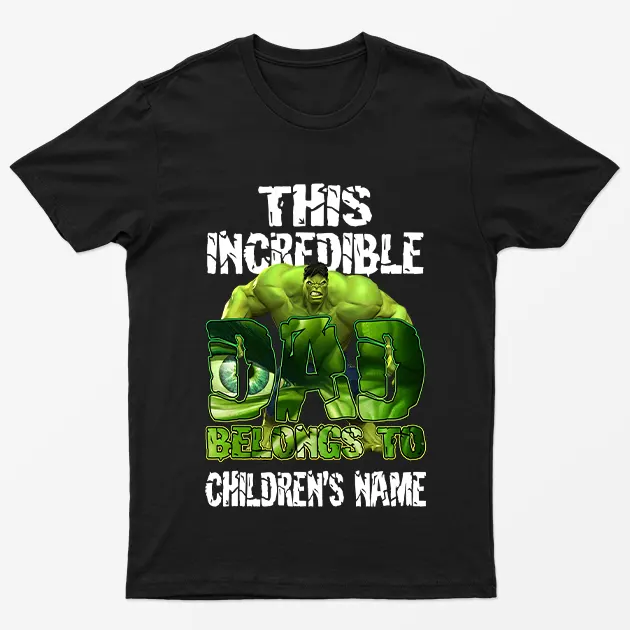 Black Personalised Incredible Dad T-Shirt