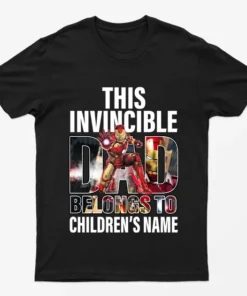 Black Personalised Invincible Dad T-Shirt