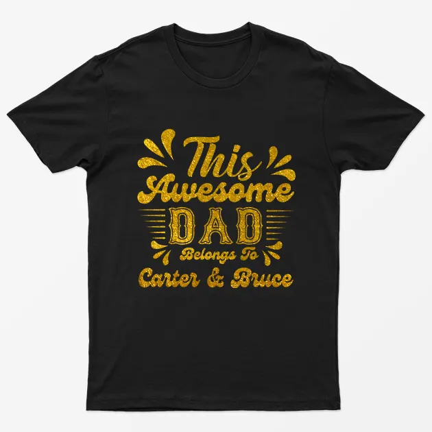 Black Personalised This Dad Belongs to Graphic T-Shirt