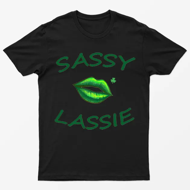 Black Sassy Lassie Irish Lips T-Shirt