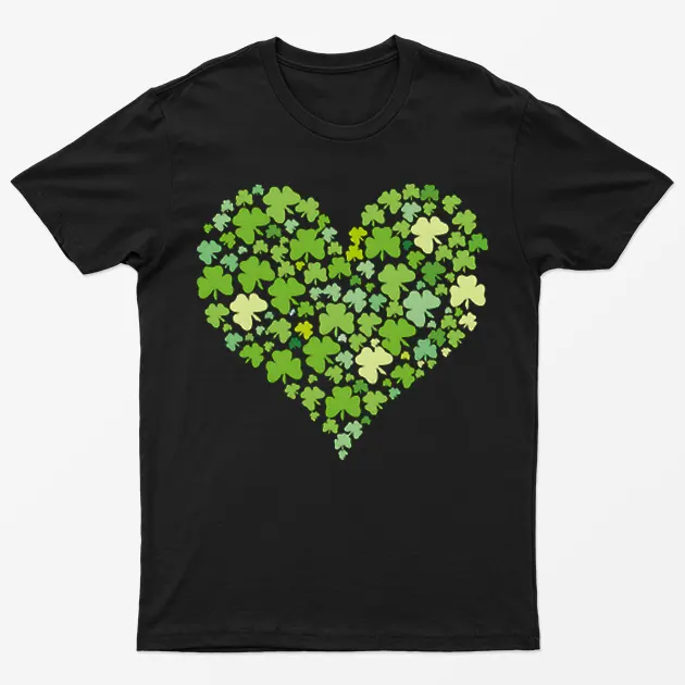 Black St Patrick Day Heart T-Shirt