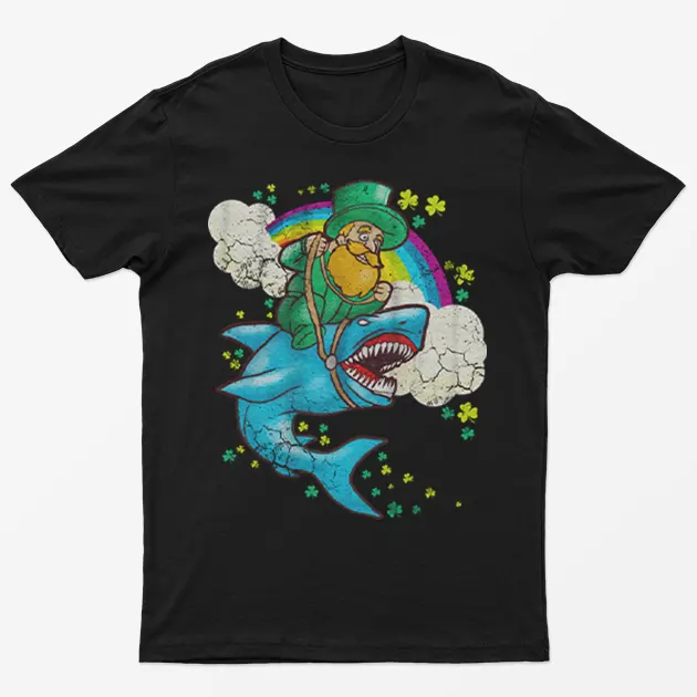 Black St Patrick Day Shark T-Shirt