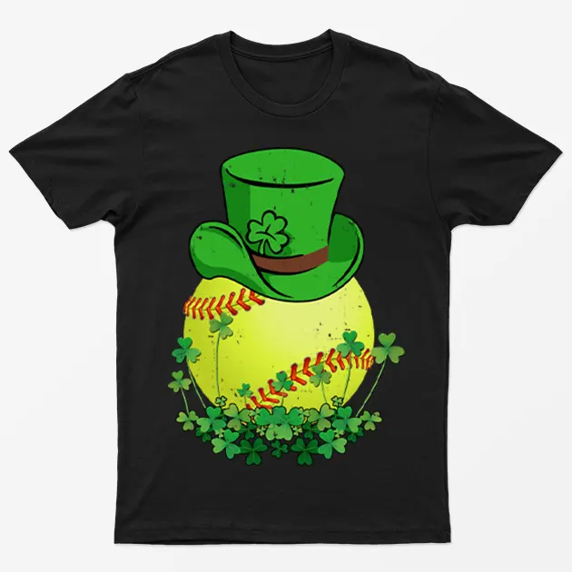 Black St Patrick Hat Tennis Ball T-Shirt