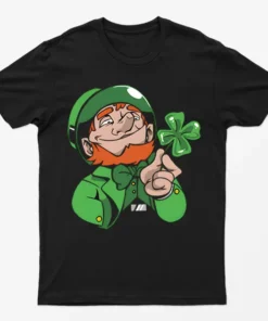 Black St Patricks Day Flower Leaf Graphic T-Shirt