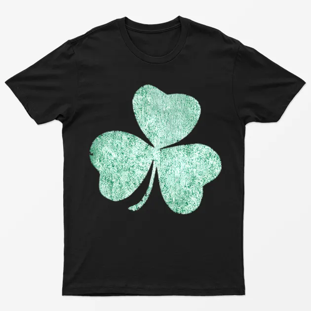 Black St Patrick's Day Grunchy Leaf  T-Shirt