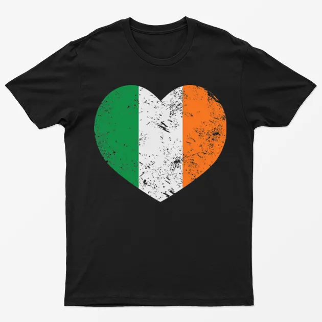 Black St Patrick's Day Heart T-Shirt