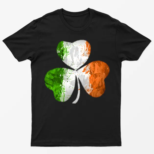 Black St Patrick's Day Leaf Graphic T-Shirt