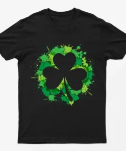 Black St Patrick's Day Leaves Graphic T-Shirt