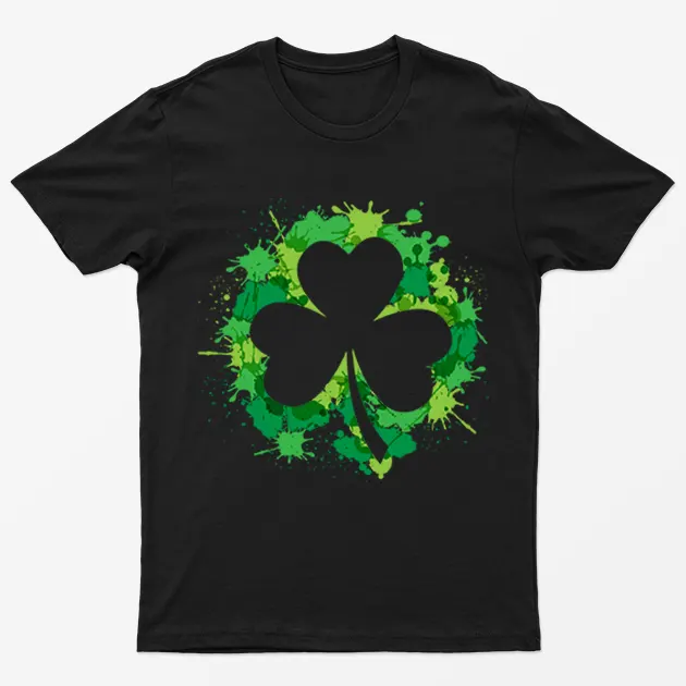 Black St Patrick's Day Leaves Graphic T-Shirt