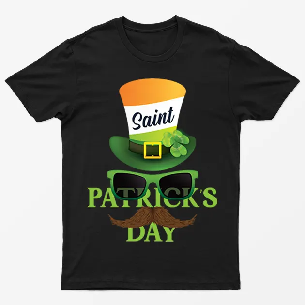 Black St Patricks Day Sun Glasses Men T-Shirt