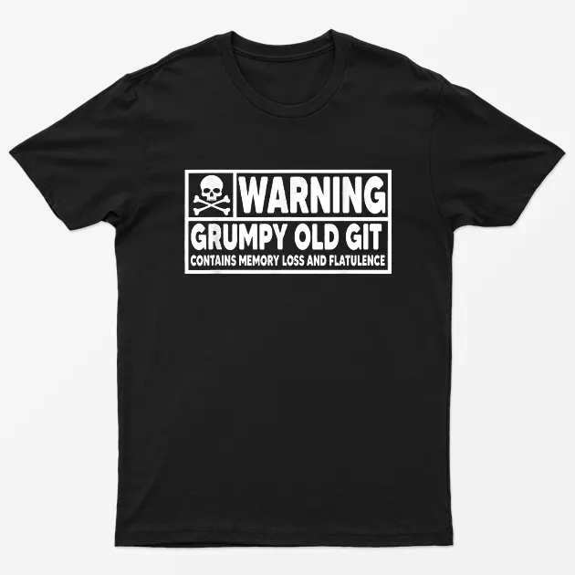 Black Warning Grumpy Old Git T-Shirt
