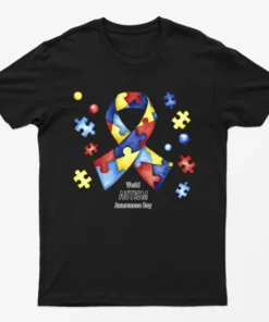 Black World Autism Awareness Day T-Shirt