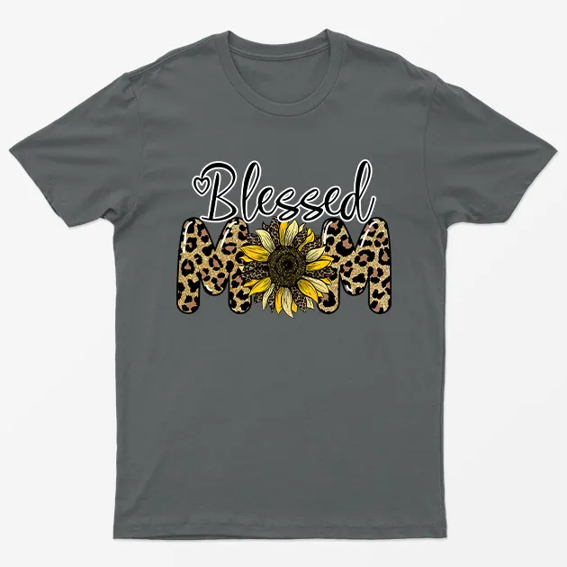 Charcoal Blessed Mom T-Shirt