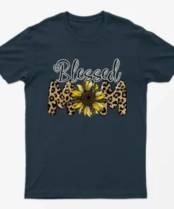 Navy Blue Blessed Mom T-Shirt