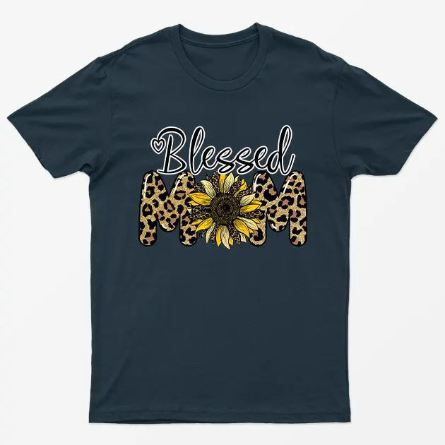 Navy Blue Blessed Mom T-Shirt