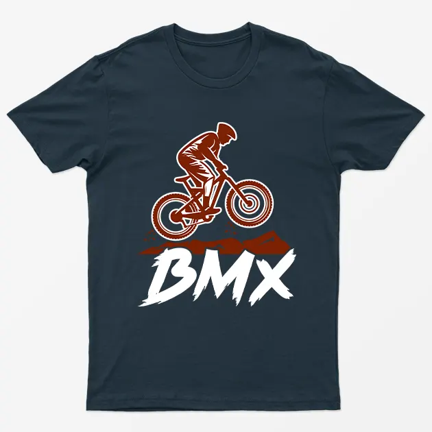 Navy Blue Bmx Bicycle Graphic T-Shirt