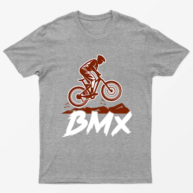 Sport Grey Bmx Bicycle Graphic T-Shirt