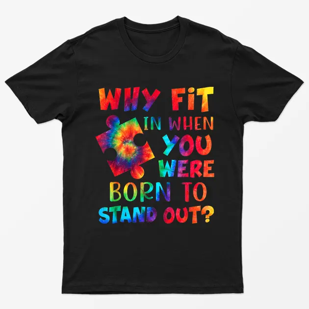 Black Born To Stand Out Autism Awareness T-Shirt