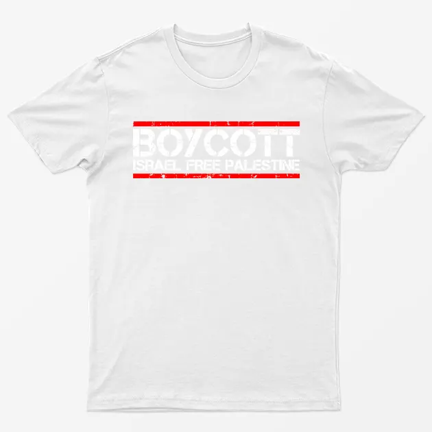 White Boycott Israel Free Palestine T-Shirt